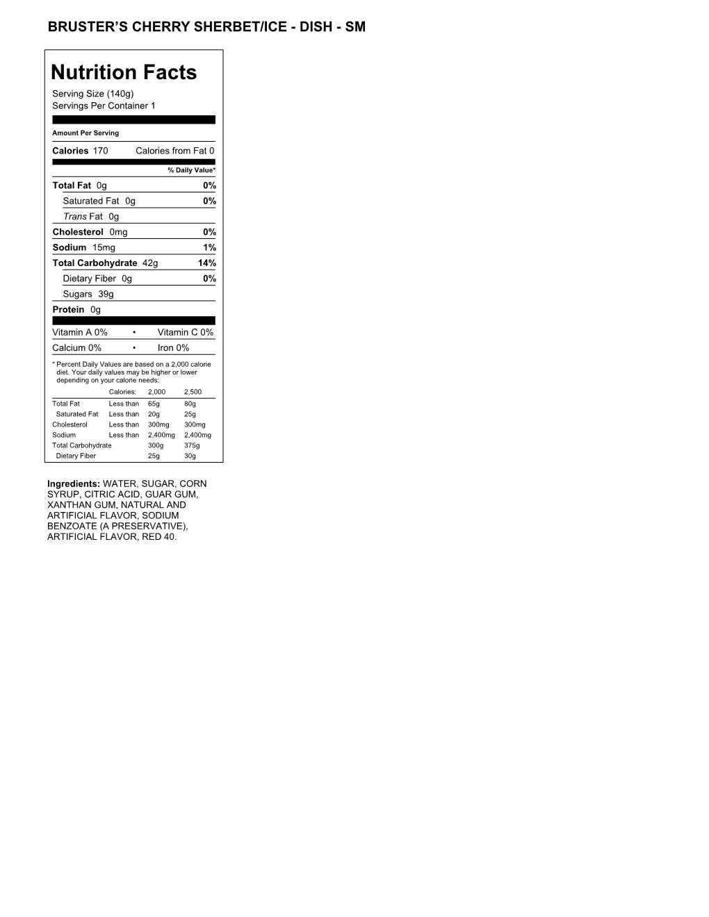 Nutrition Facts Serving Size (140G) Servings Per Container 1