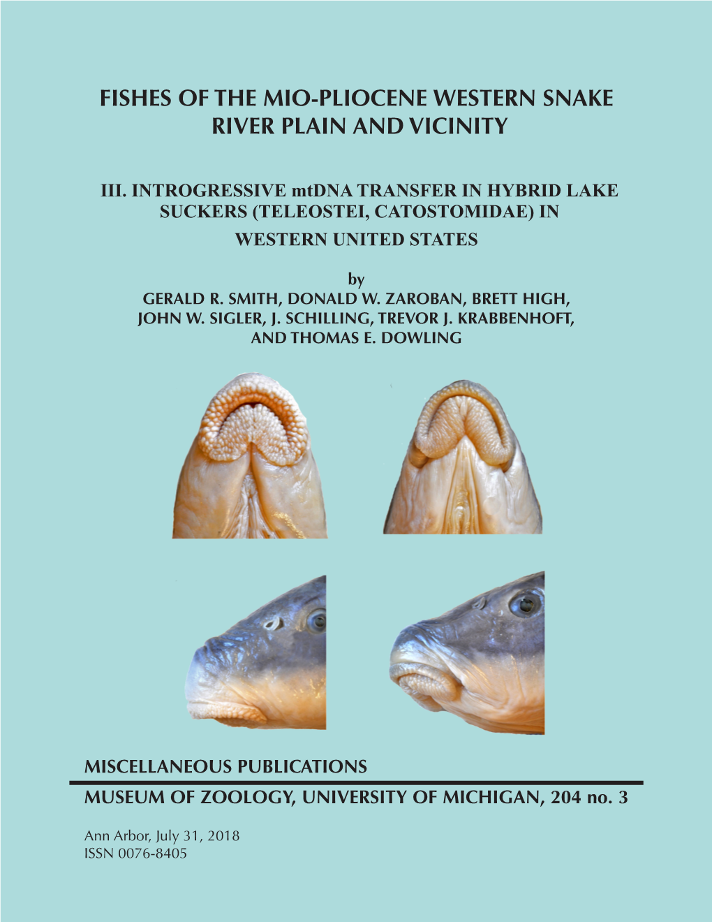 Fishes of the Mio-Pliocene Western Snake River Plain and Vicinity