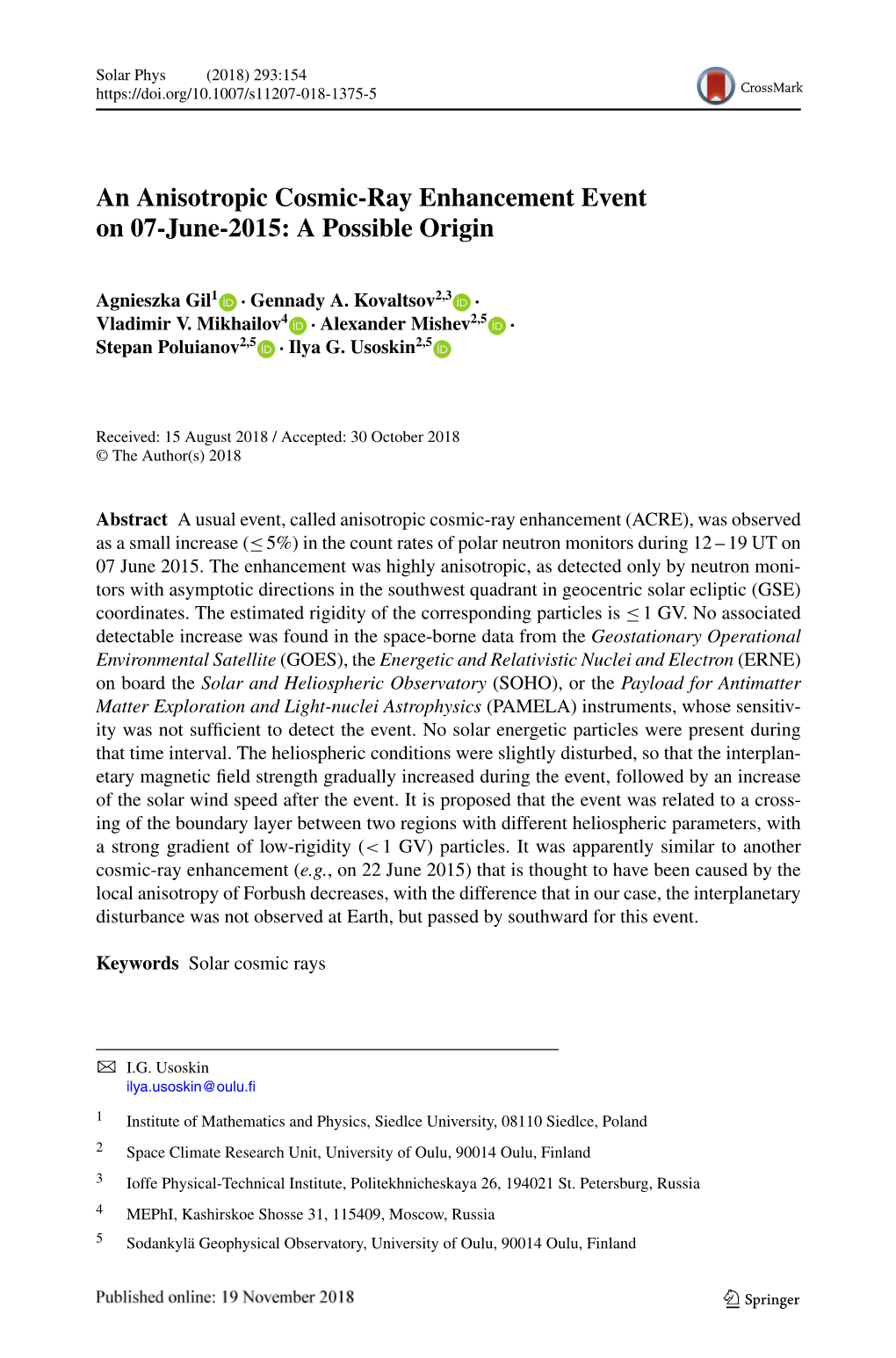 An Anisotropic Cosmic-Ray Enhancement Event on 07-June-2015: a Possible Origin