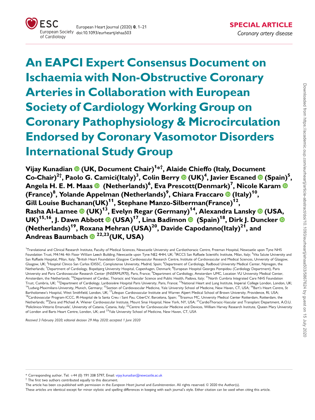 An EAPCI Expert Consensus Document on Ischaemia with Non
