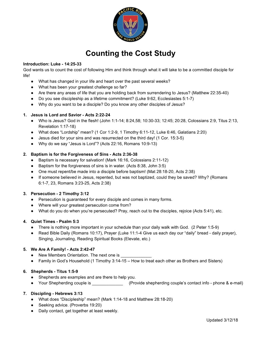 Counting the Cost Study