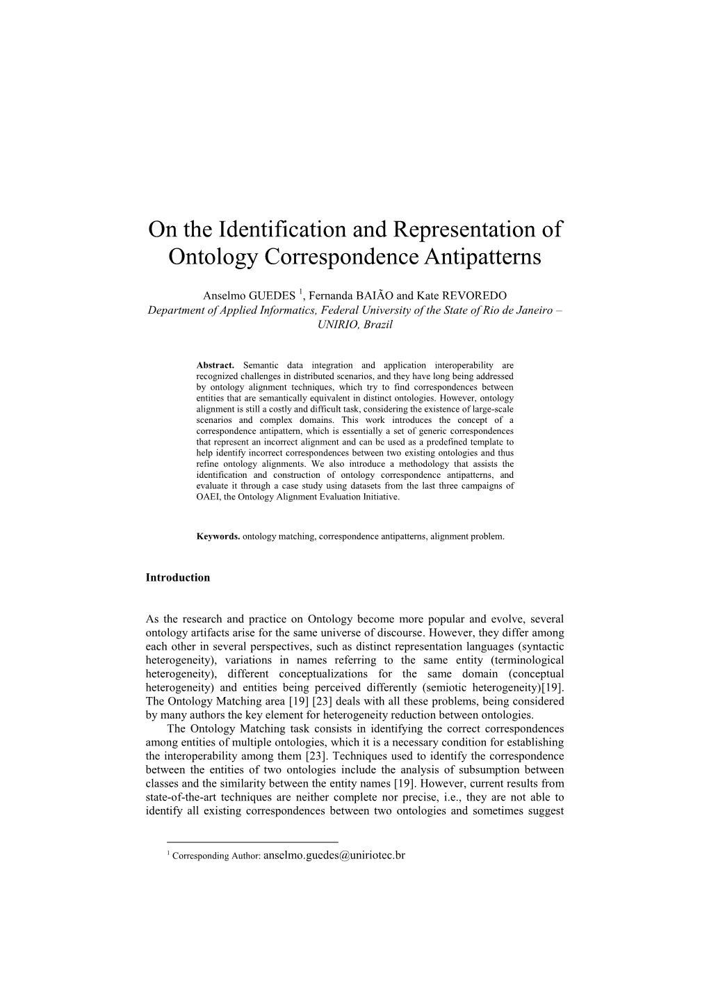 On the Identification and Representation of Ontology Correspondence Antipatterns