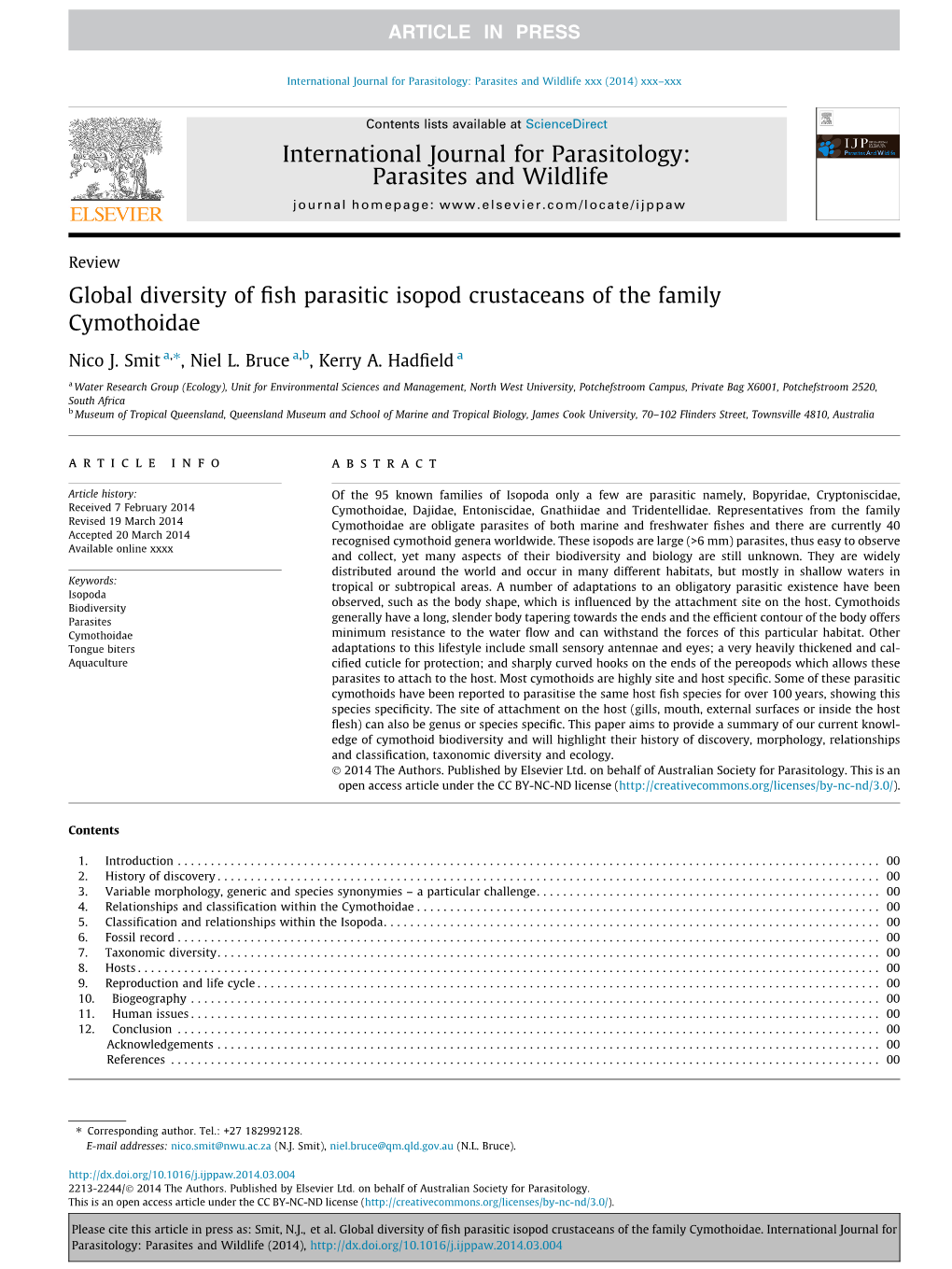 Global Diversity of Fish Parasitic Isopod Crustaceans of the Family