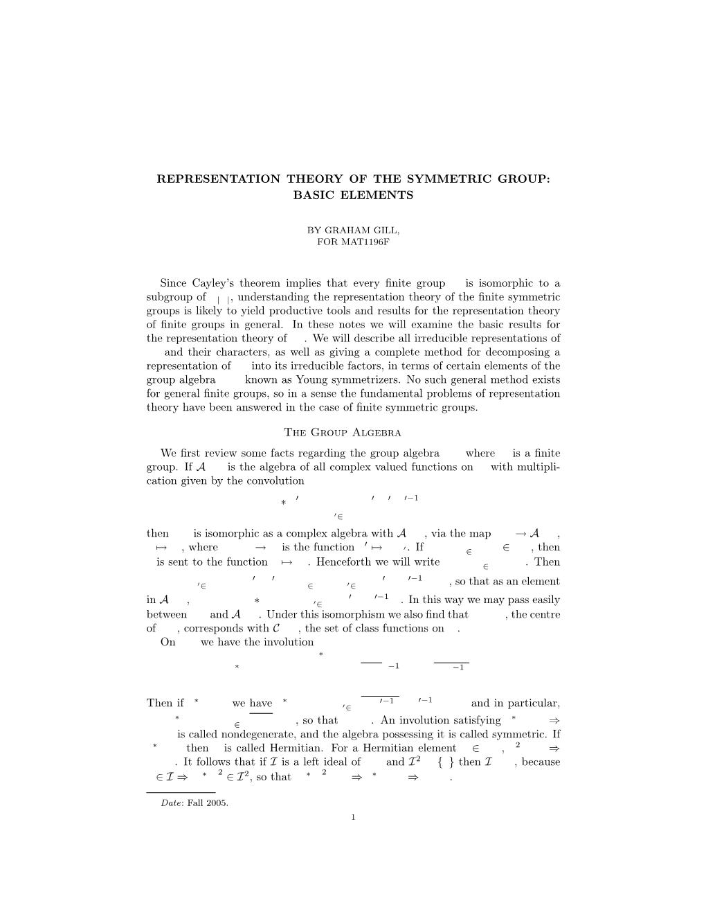 Representation Theory of the Symmetric Group: Basic Elements