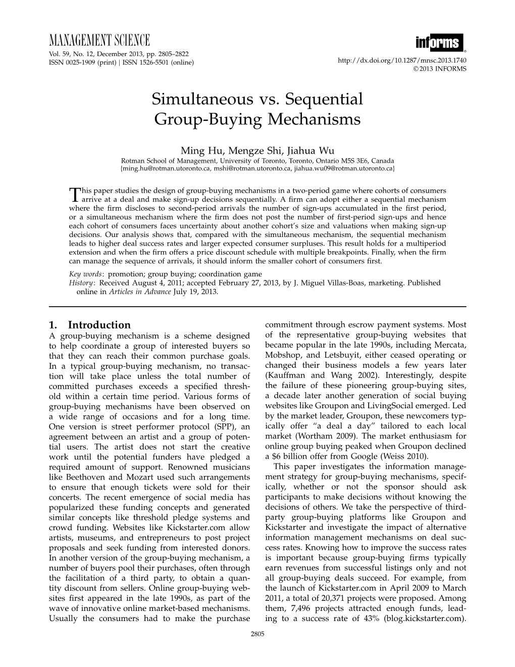 Simultaneous Vs. Sequential Group-Buying Mechanisms