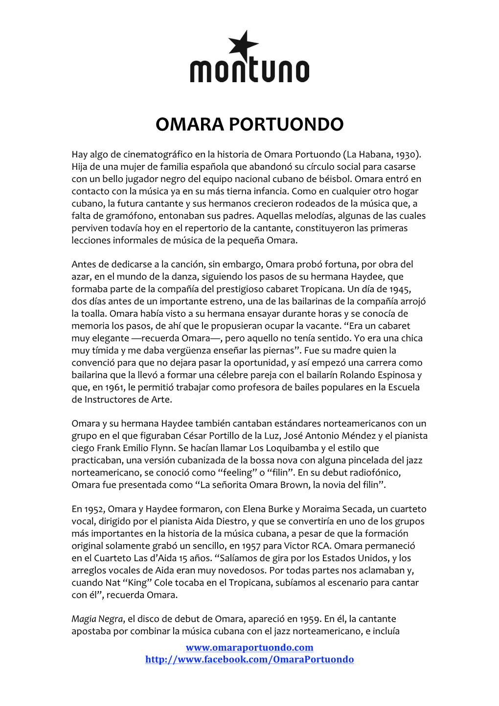 Omara Portuondo Biografía Oficial Castellano