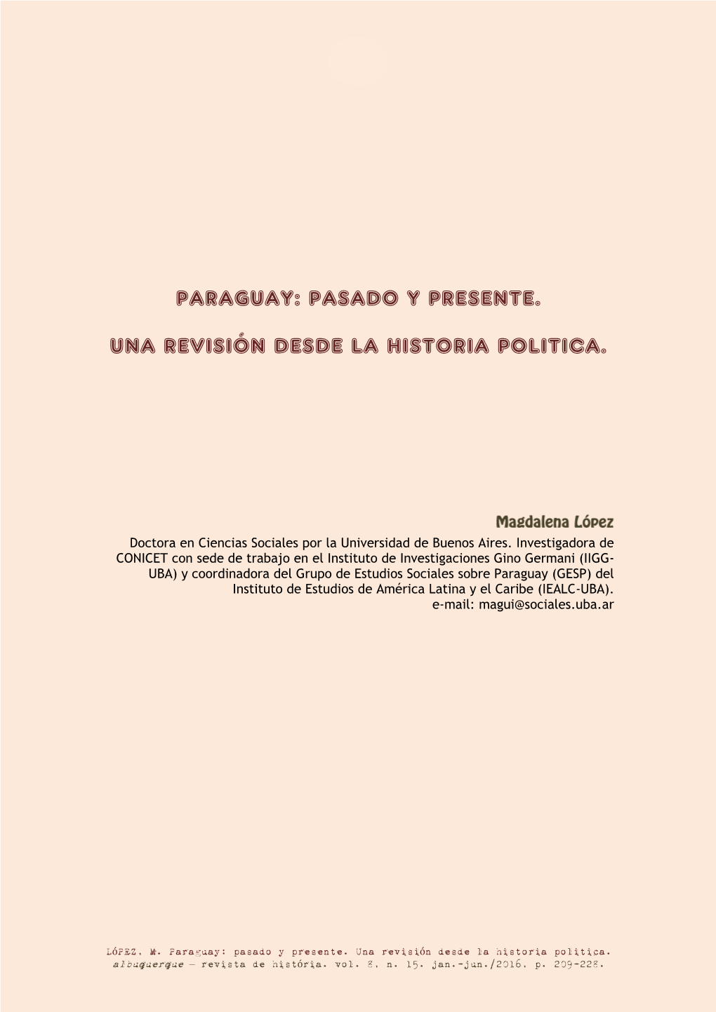 Paraguay: Pasado Y Presente