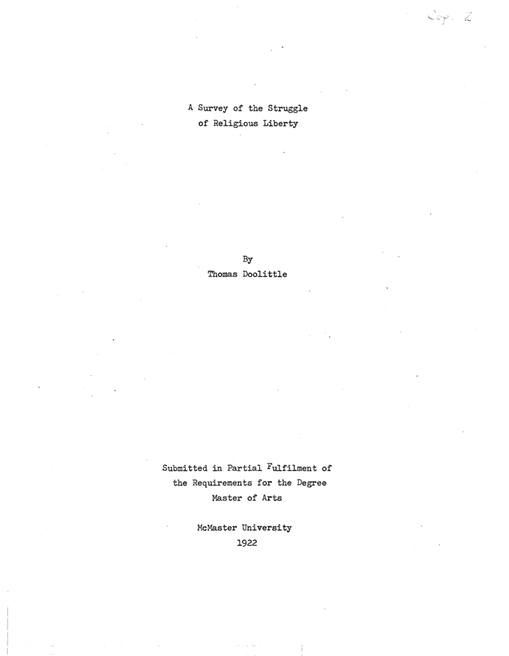 A Survey of the Struggle of Religious Liberty