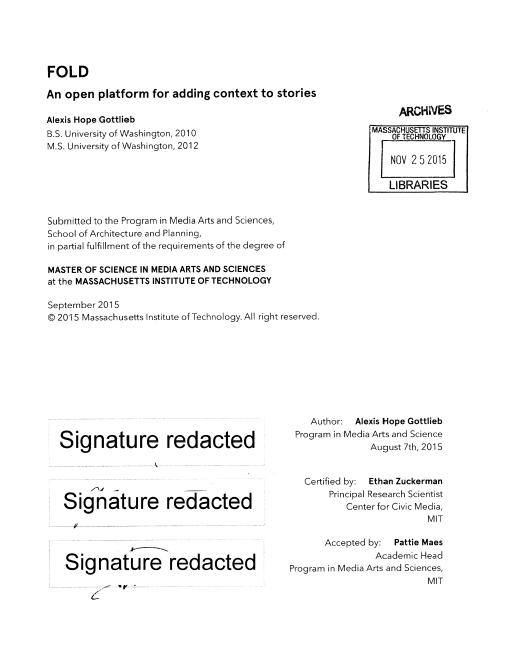 Signature Redacted August 7Th, 2015