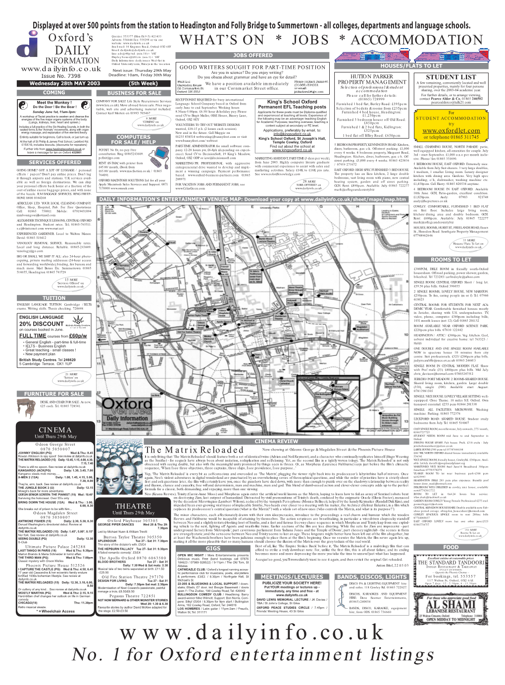 Displayed at Over 500 Points from the Station to Headington and Folly Bridge to Summertown - All Colleges, Departments and Language Schools