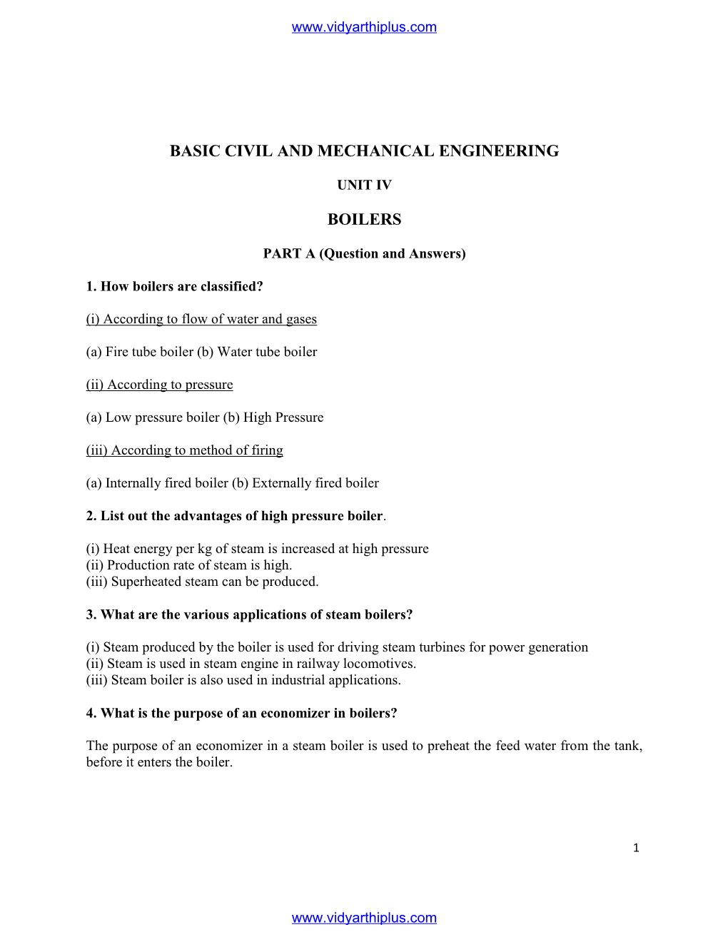 Basic Civil and Mechanical Engineering Boilers