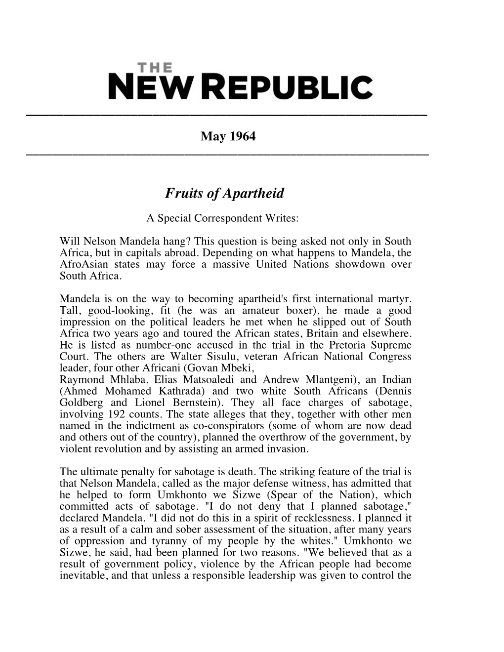 The New Republic, May 1964