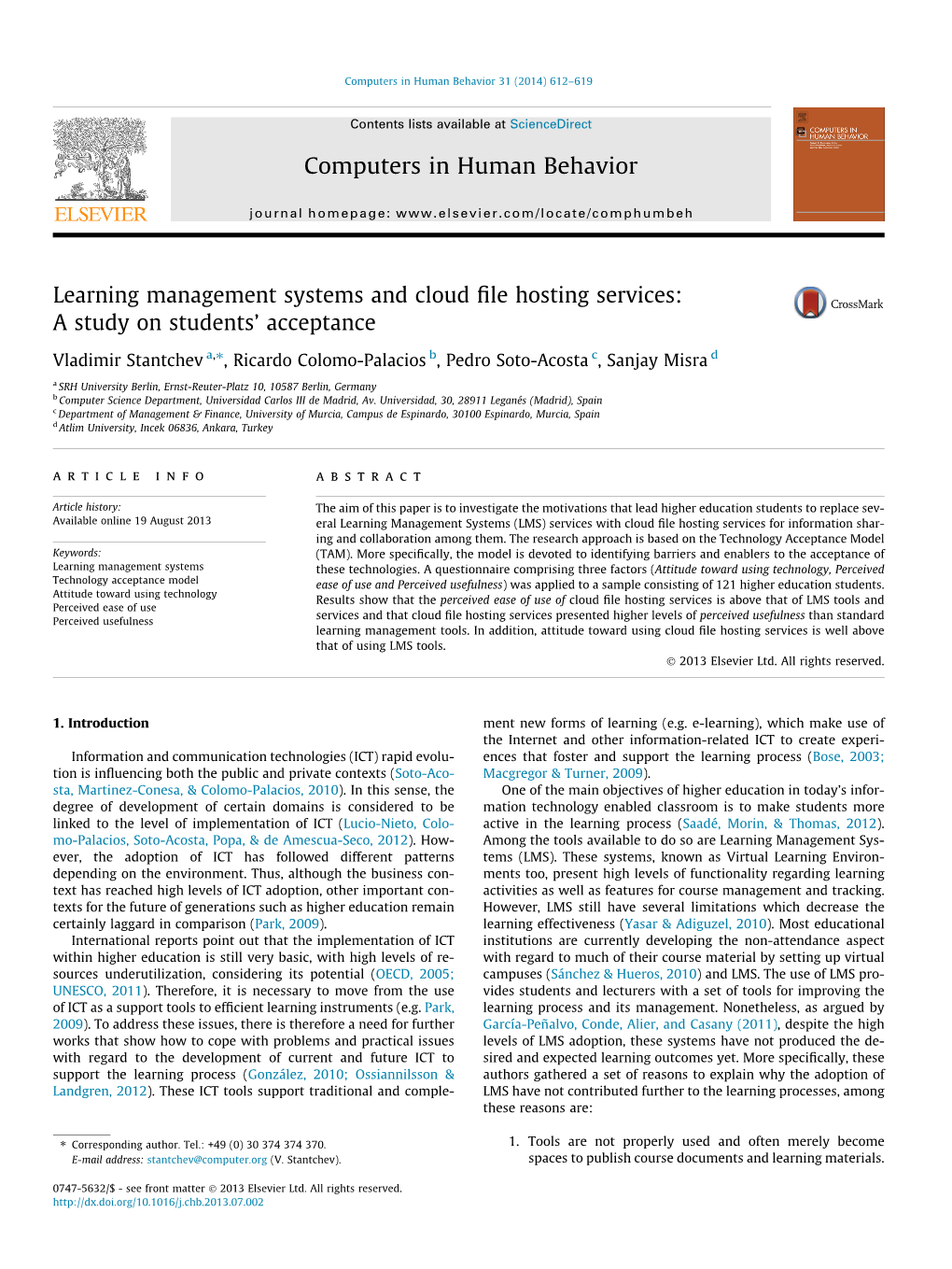 Learning Management Systems and Cloud File Hosting Services: a Study