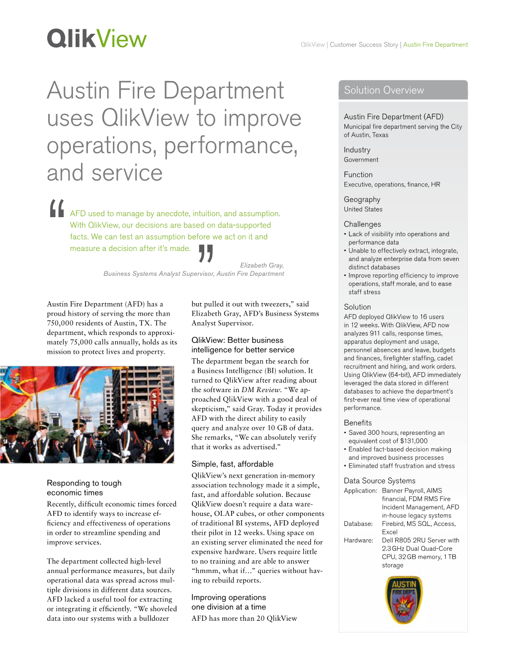 Austin Fire Department Uses Qlikview to Improve Operations, Performance