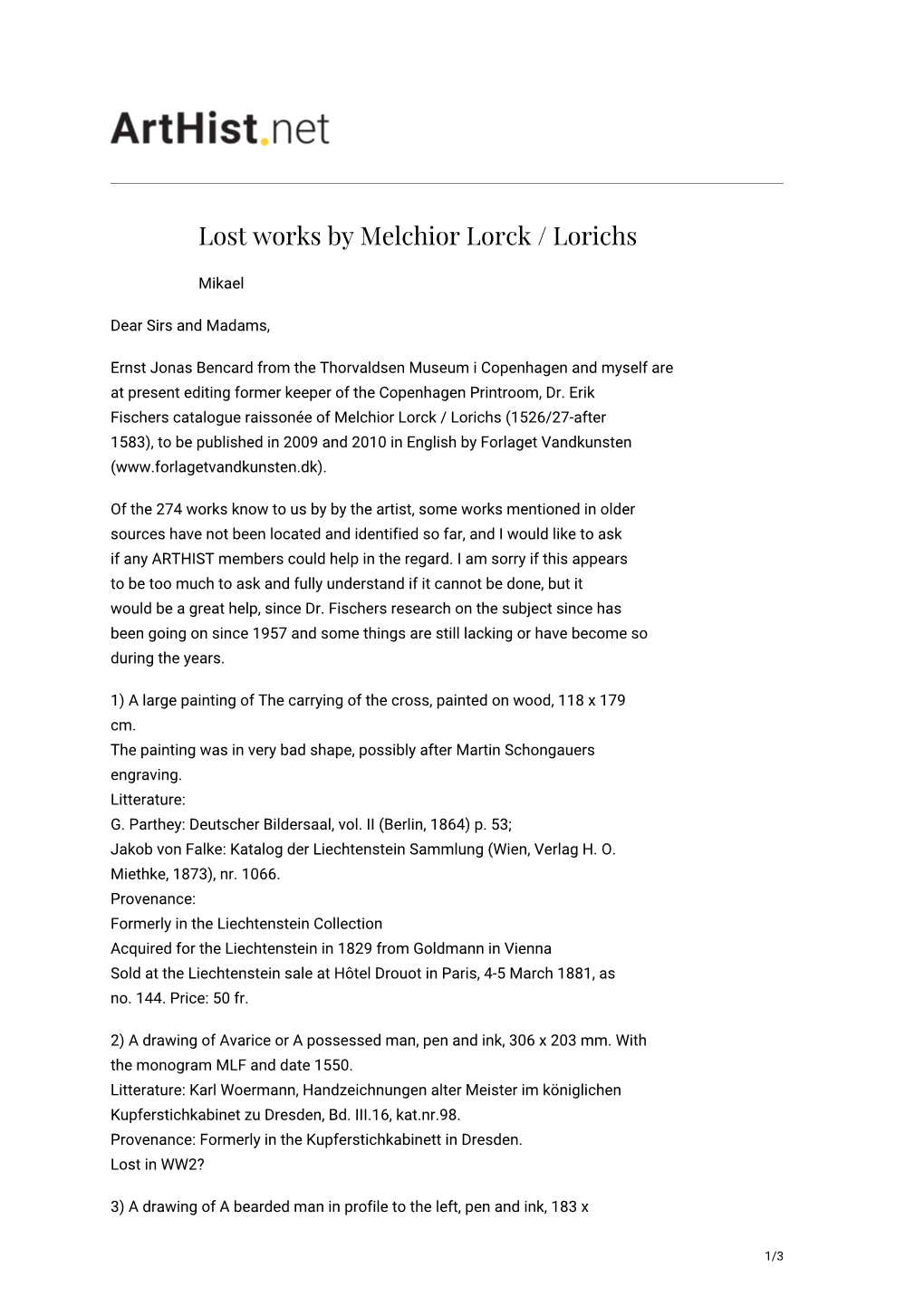 Lost Works by Melchior Lorck / Lorichs