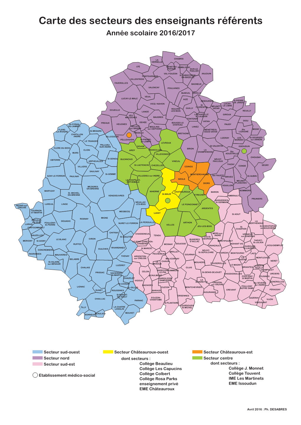 Carte Des Secteurs Des Enseignants Référents Année Scolaire 2016/2017