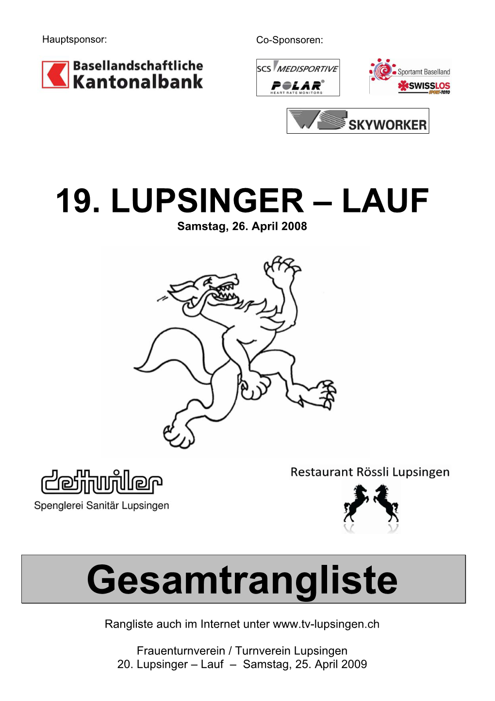 Gesamtrangliste 2008