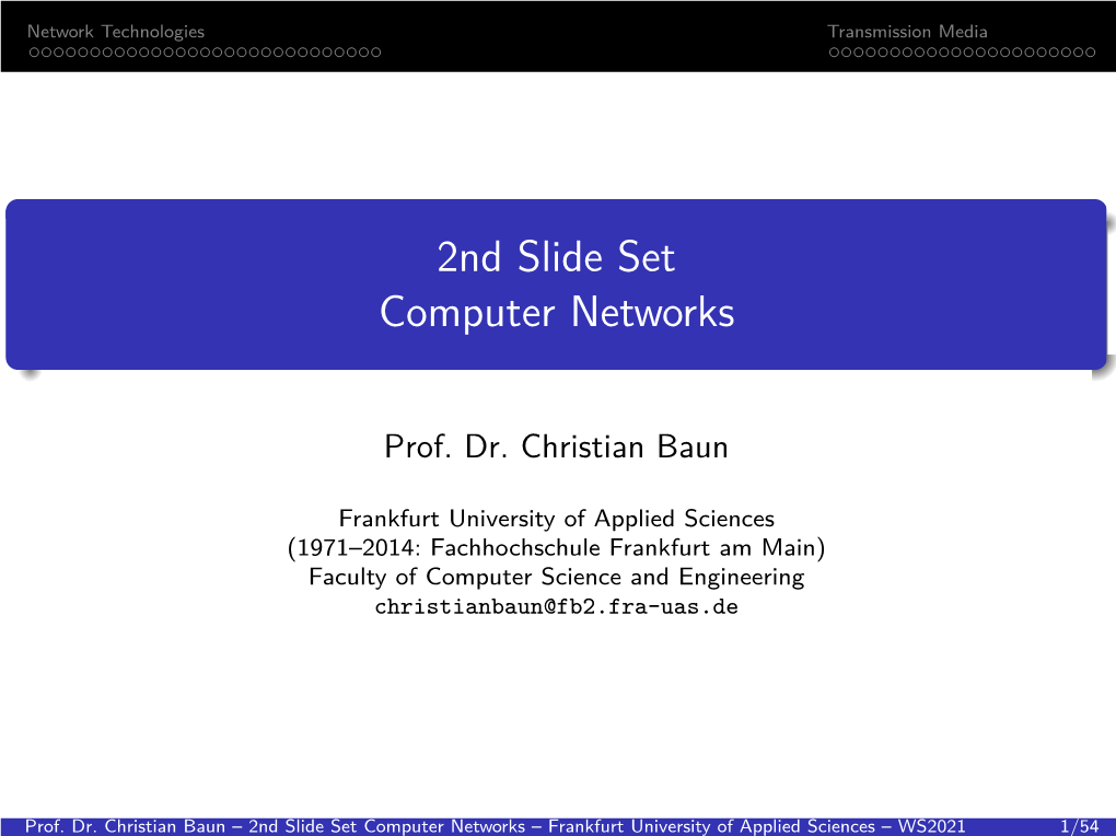 2Nd Slide Set Computer Networks