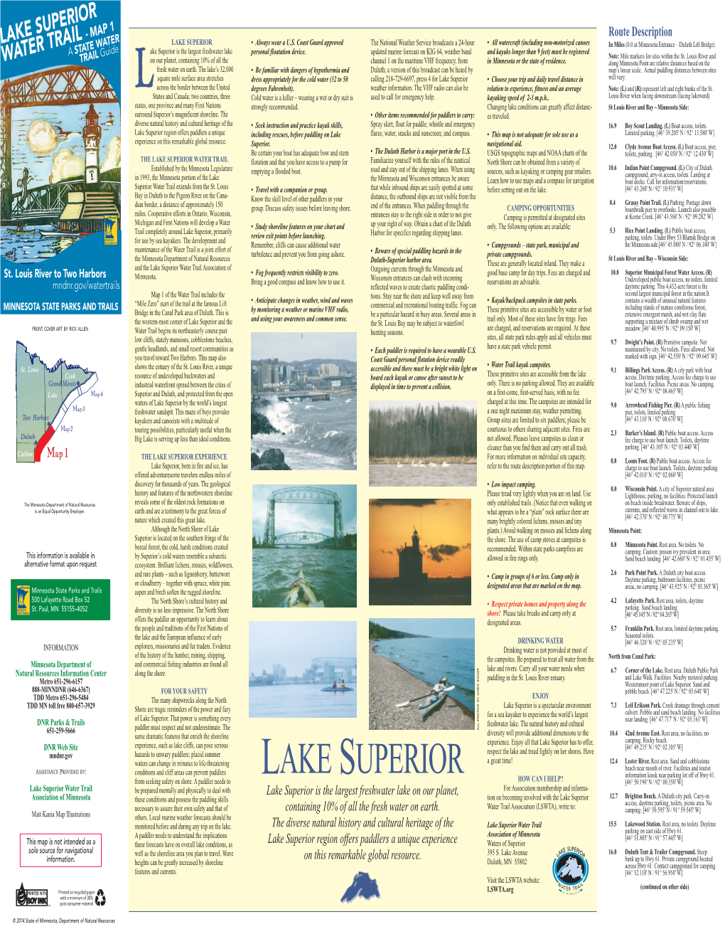 Lake Superior Water Trail Map 1 from St. Louis River to Two Harbors