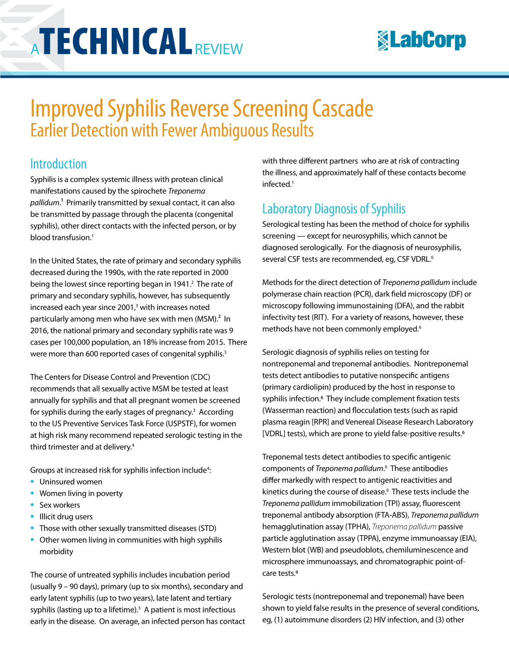 Improved Syphilis Reverse Screening Cascade Earlier Detection with Fewer Ambiguous Results