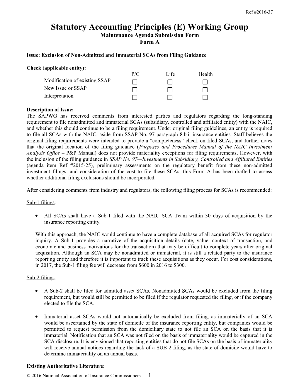 Statutory Accounting Principles Working Group s2