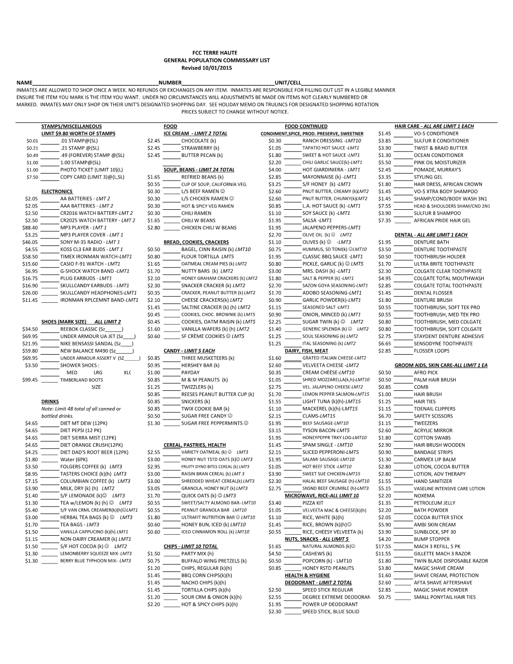 GEN POP COMM LIST 10-01-2015.Xlsx