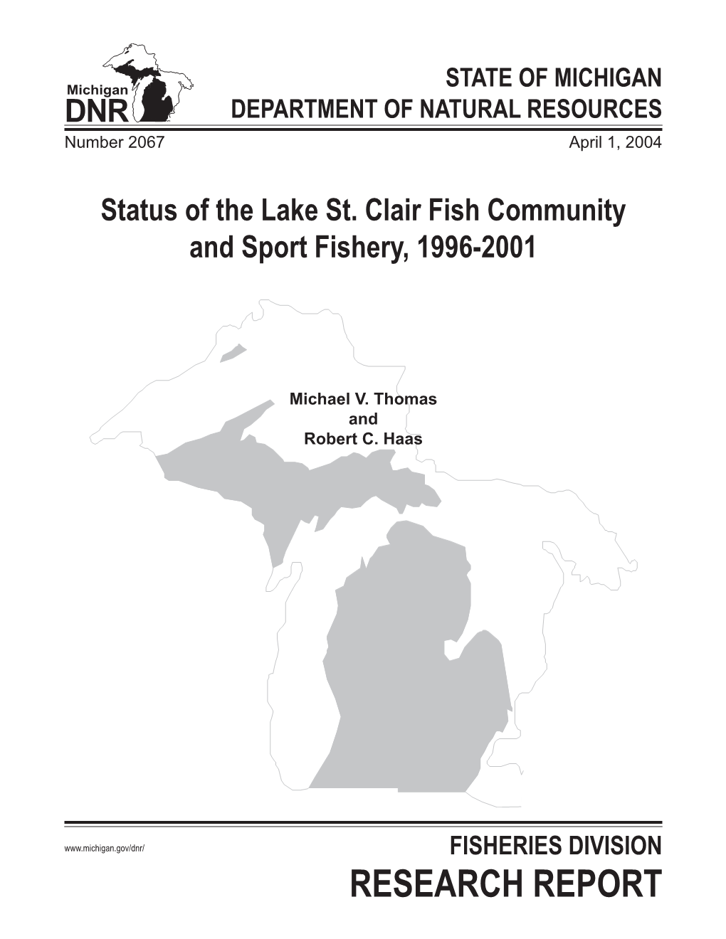 Research Report Michigan Department of Natural Resources Fisheries Division