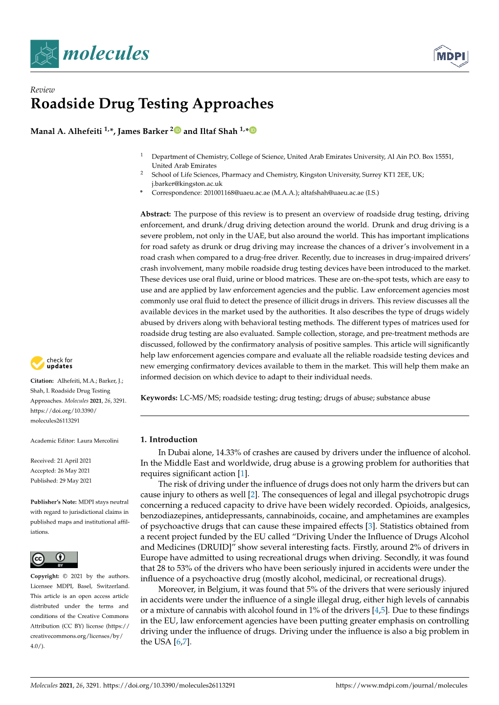 Roadside Drug Testing Approaches