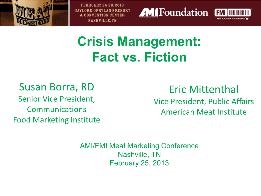 Crisis Management: Fact Vs