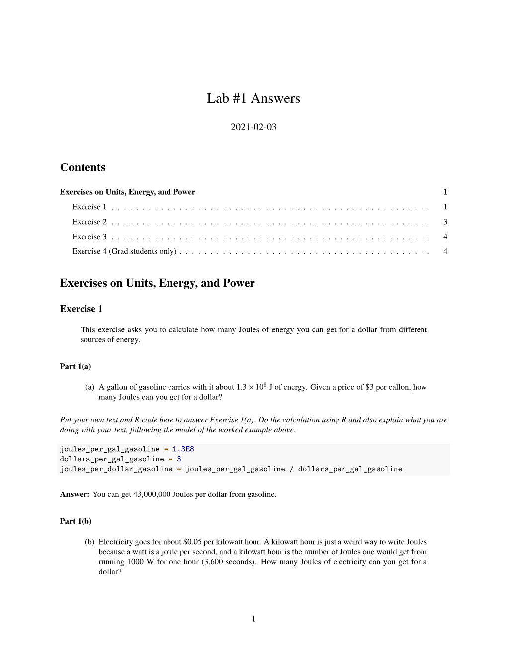 Lab #1 Answers