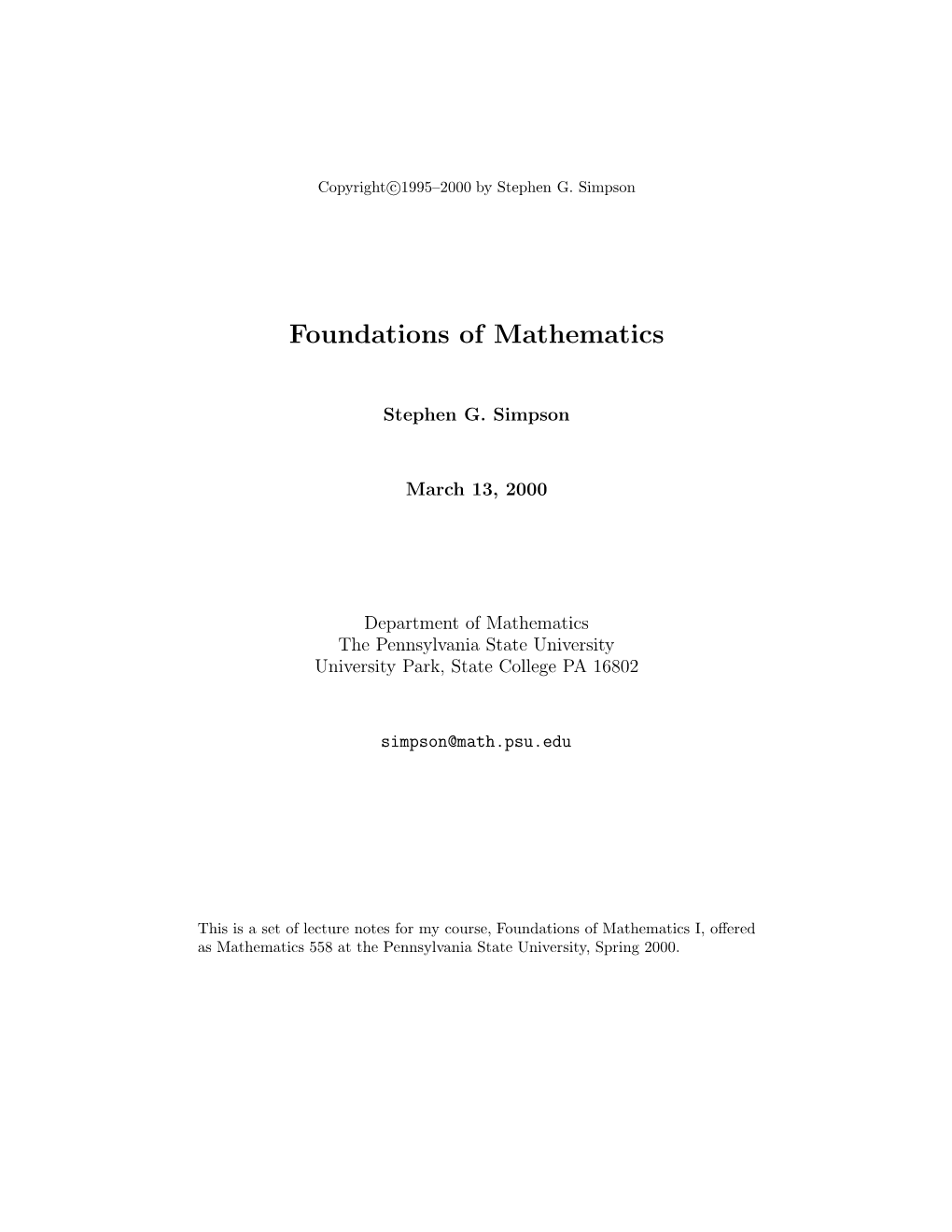 Foundations of Mathematics.Pdf