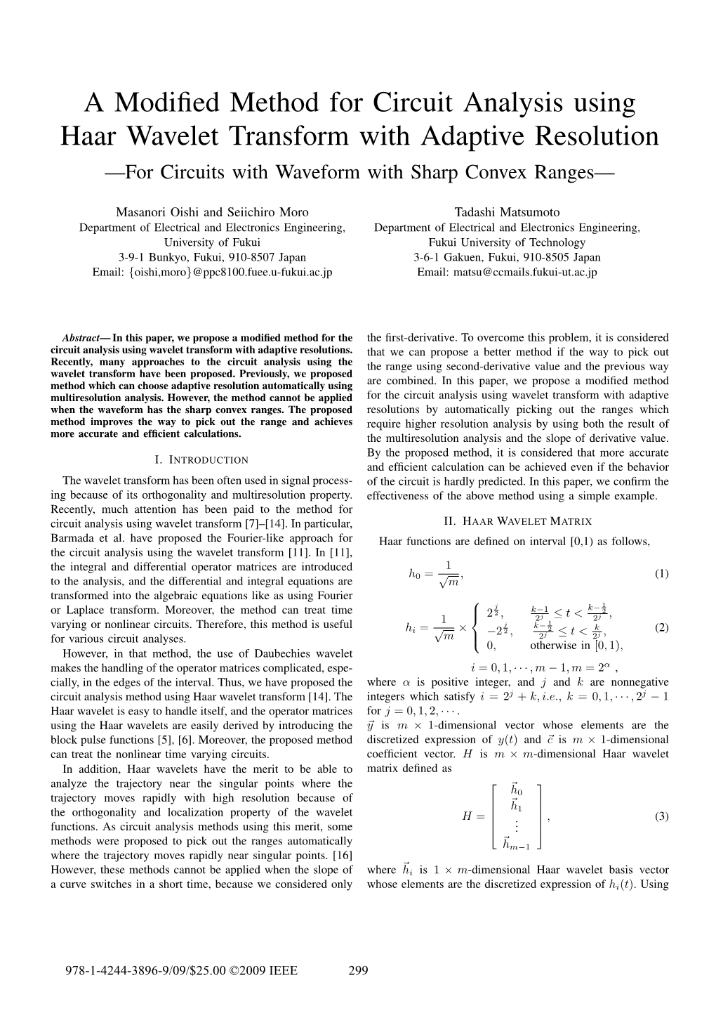 A Modified Method for Circuit Analysis Using Haar Wavelet