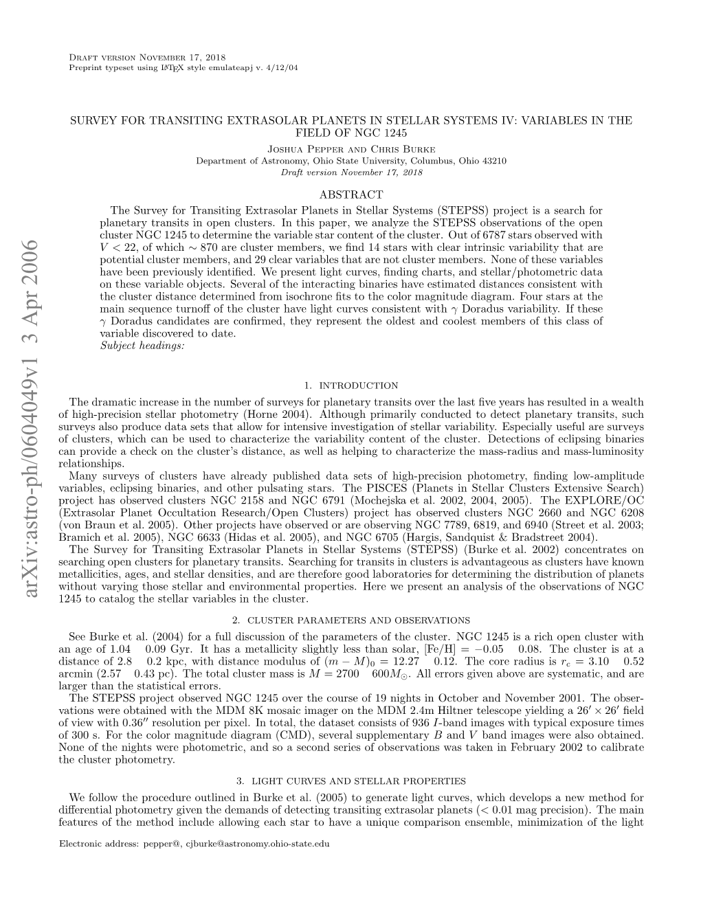 Survey for Transiting Extrasolar Planets in Stellar Systems IV