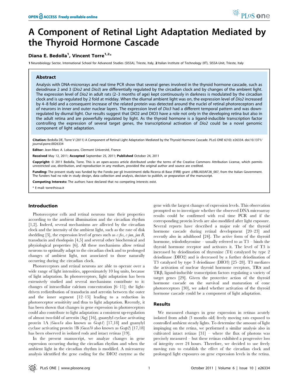 A Component of Retinal Light Adaptation Mediated by the Thyroid Hormone Cascade