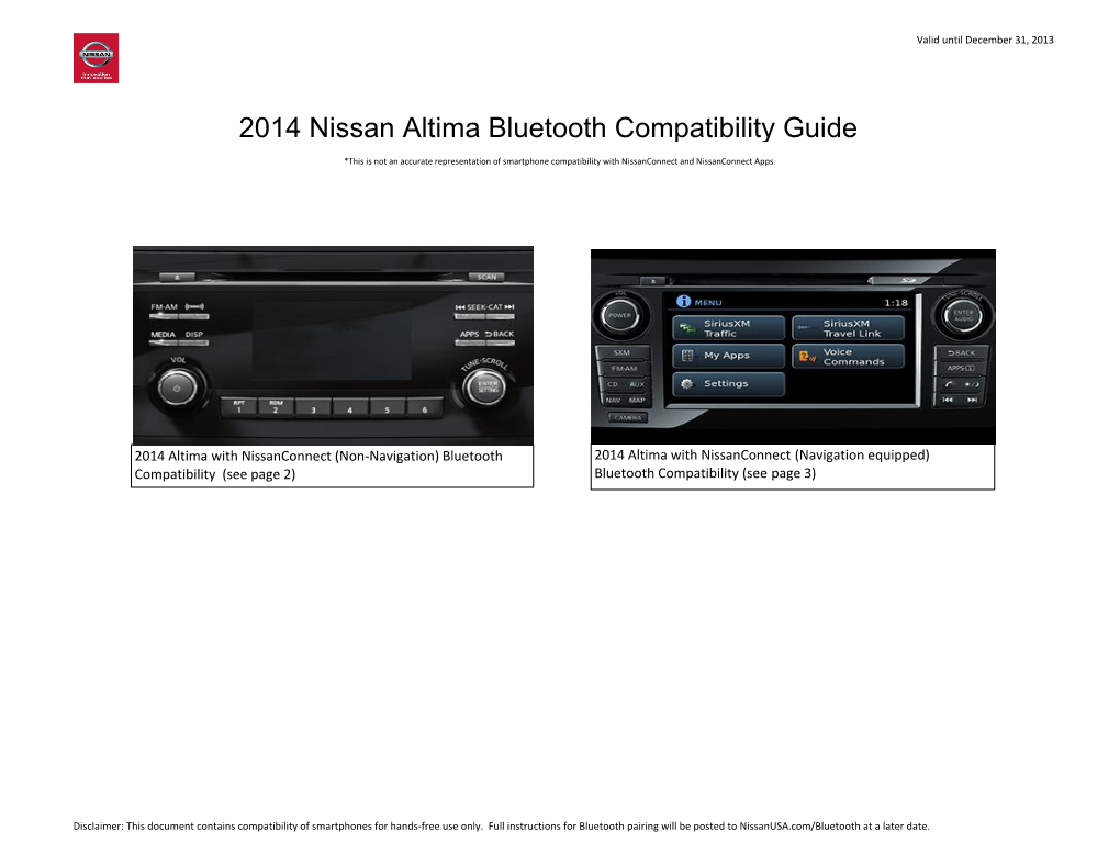 2014 Nissan Altima Bluetooth Compatibility Guide