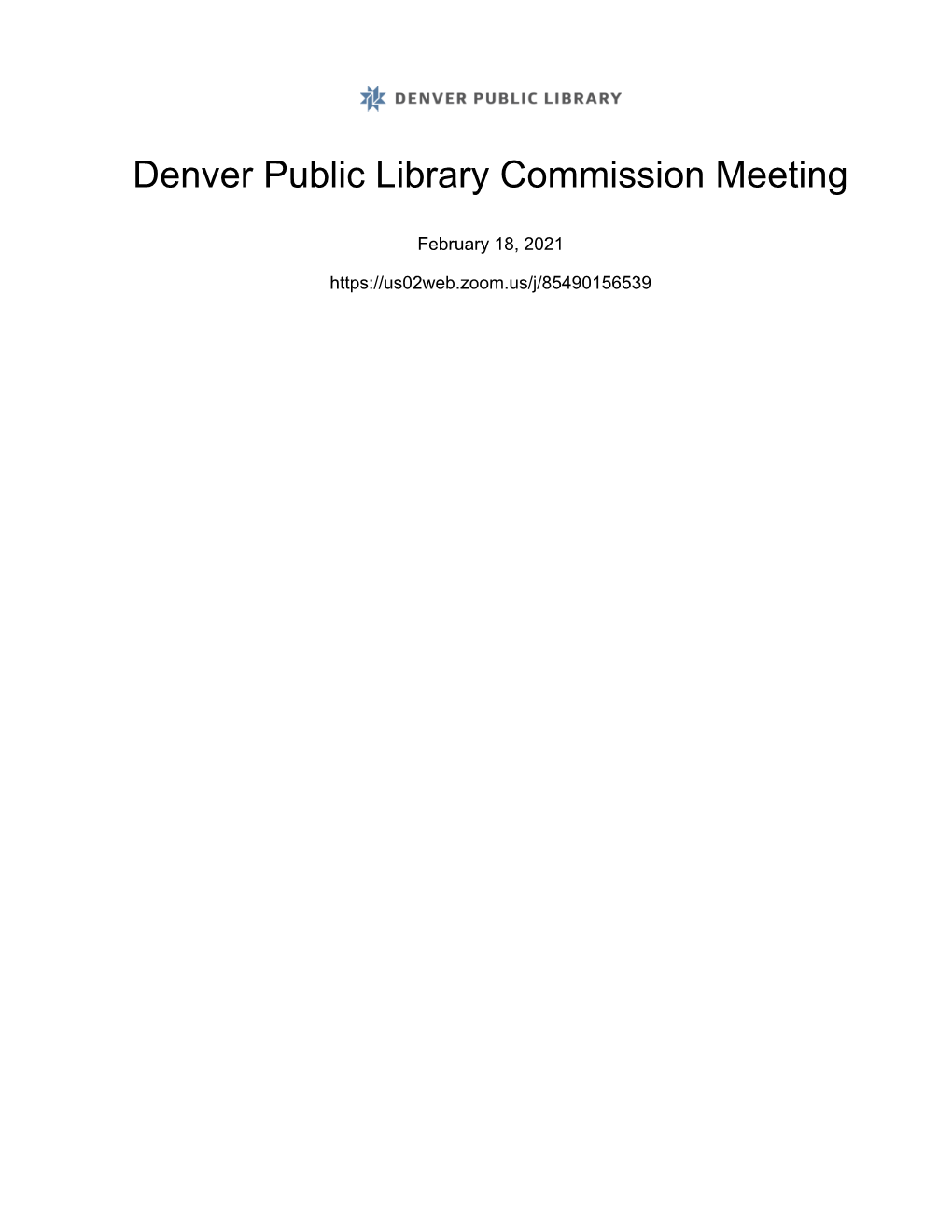 Denver Public Library Commission Meeting