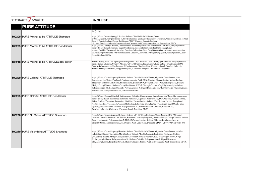 PURE Inci List EXCEL