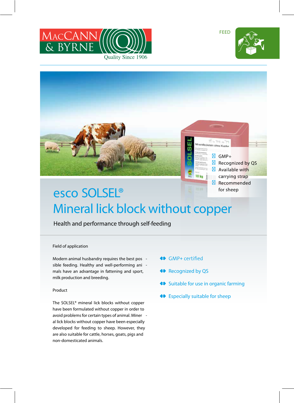 Esco SOLSEL® Mineral Lick Block Without Copper Health and Performance Through Self-Feeding