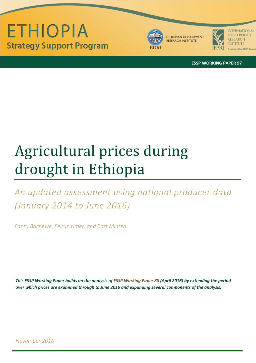Agricultural Prices During Drought in Ethiopia