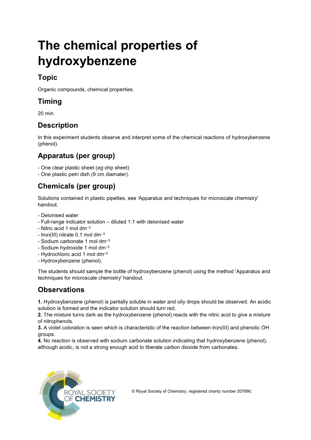 The Chemical Properties of Hydroxybenzene Topic Organic Compounds, Chemical Properties