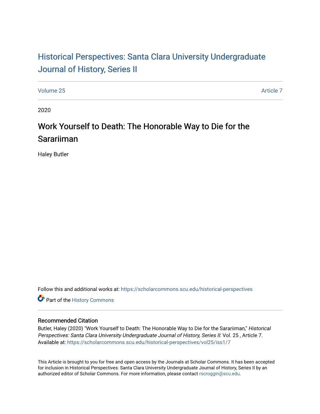 Work Yourself to Death: the Honorable Way to Die for the Sarariiman