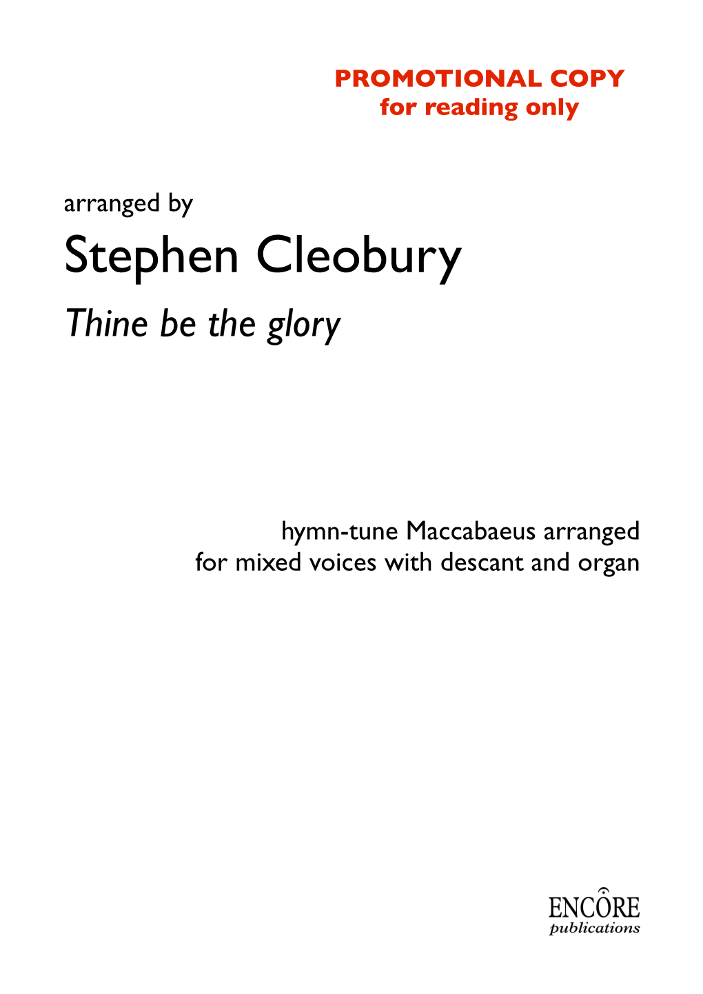 Stephen Cleobury Thine Be the Glory