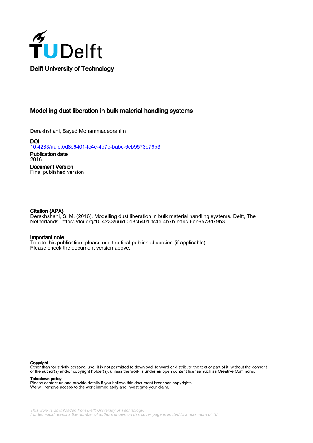 Modelling Dust Liberation in Bulk Material Handling Systems