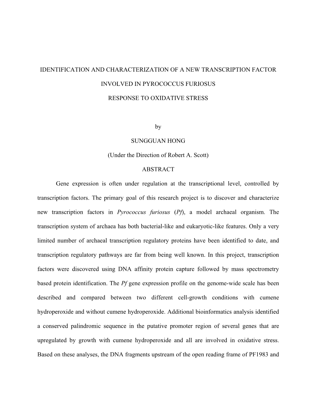 Identification and Characterization of a New Transcription Factor