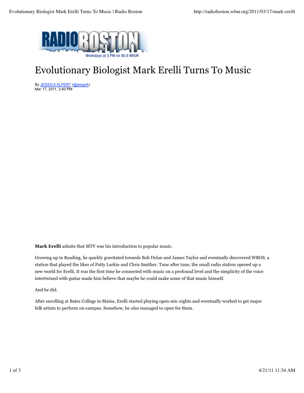 Evolutionary Biologist Mark Erelli Turns to Music | Radio Boston