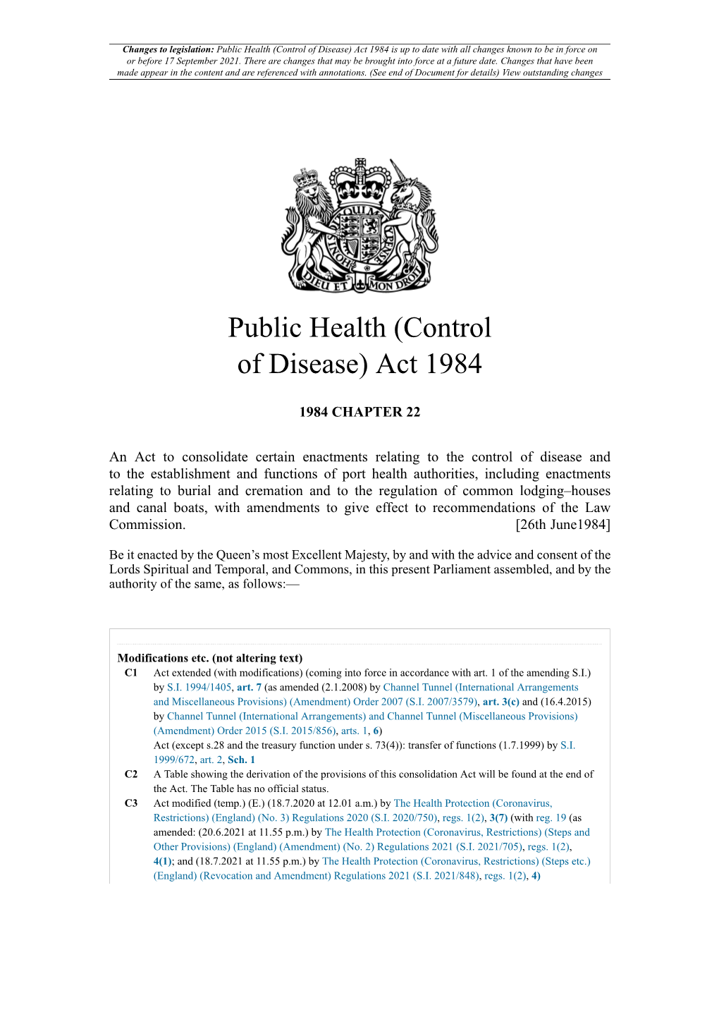 Act 1984 Is up to Date with All Changes Known to Be in Force on Or Before 17 September 2021