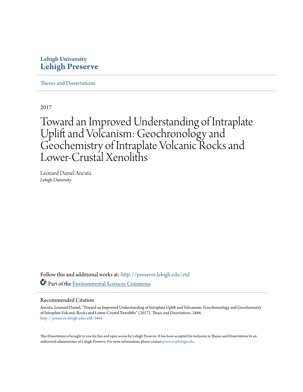 Toward an Improved Understanding of Intraplate Uplift and Volcanism: Geochronology and Geochemistry of Intraplate Volcanic Rocks and Lower-Crustal Xenoliths