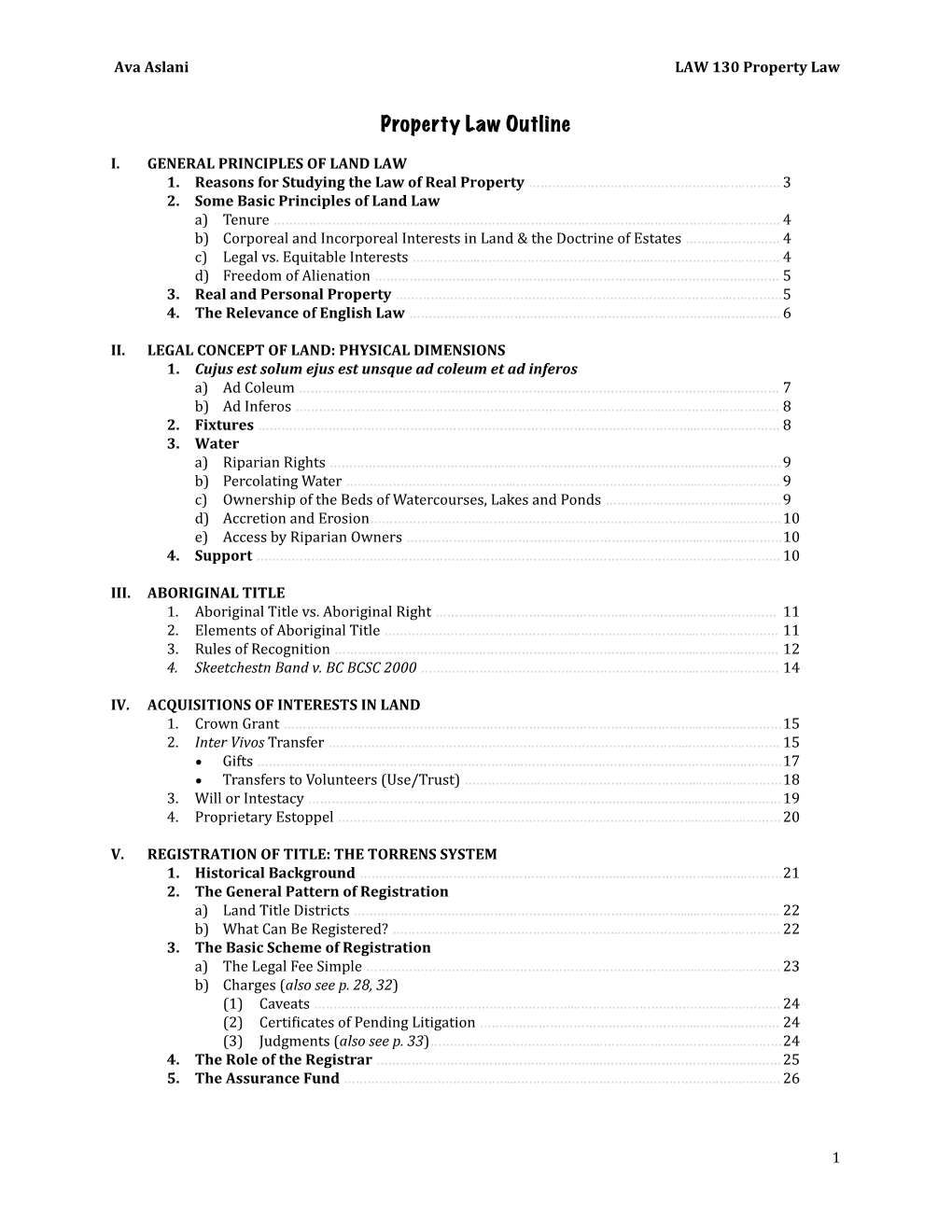 Property Law Outline