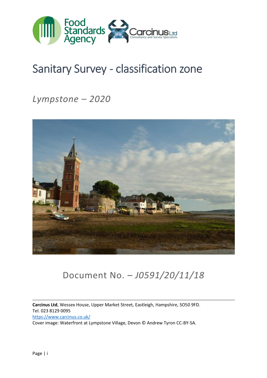 J0591/20/11/18 Lympstone Oysters Classification Zone Assessment