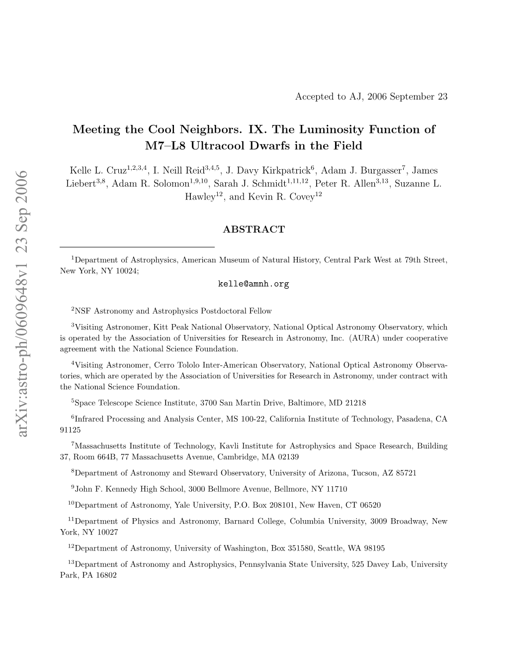 Meeting the Cool Neighbors. IX. the Luminosity Function of M7-L8